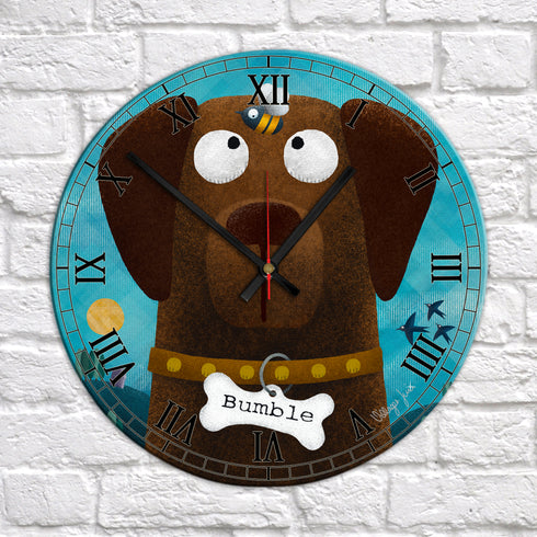 Chocolate Labrador & Bumble Bee - Personalised Pooch Art Clock